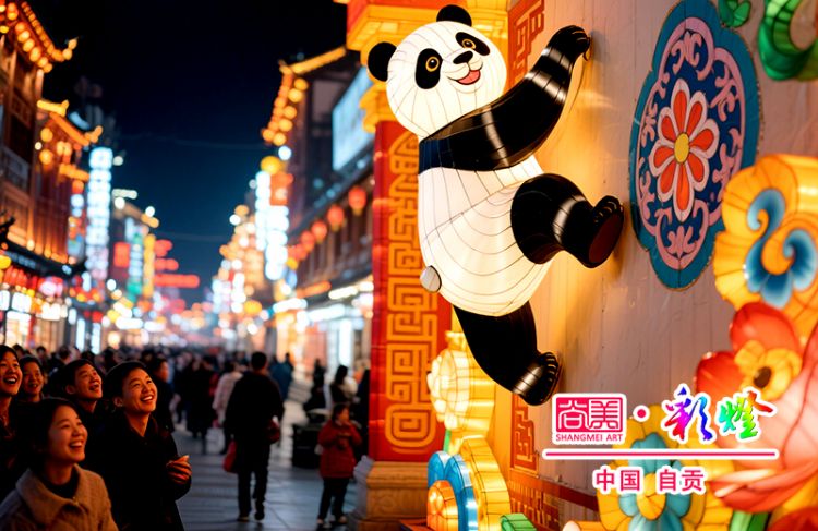 商業(yè)步行街網(wǎng)紅熊貓彩燈
